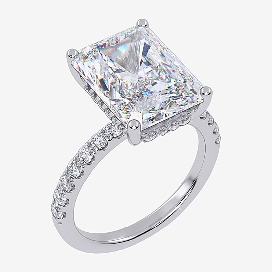 (F-G /Vs2-Si1) Womens 3 1/2 CT. T.W Lab Grown White Diamond 14K Gold Rectangular Side Stone Engagement Ring