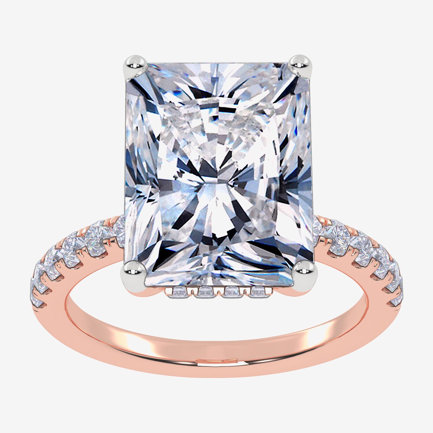 (F-G /Vs2-Si1) Womens 3 1/2 CT. T.W Lab Grown White Diamond 14K Gold Rectangular Side Stone Engagement Ring