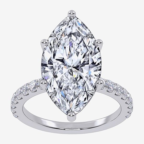 (F-G /Vs2-Si1) Womens 3 1/2 CT. T.W Lab Grown White Diamond 14K Gold Marquise Side Stone Engagement Ring