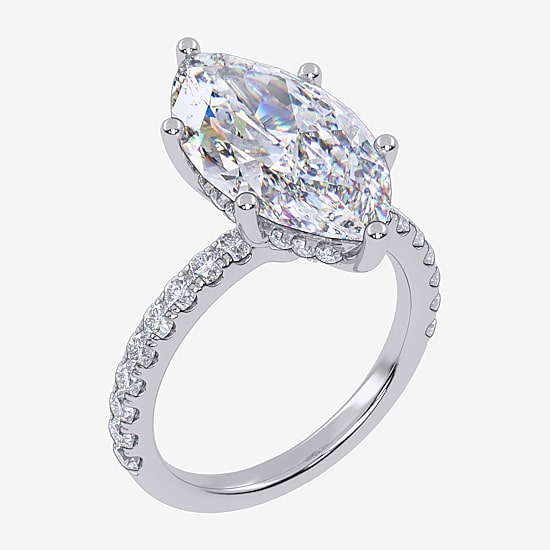 (F-G /Vs2-Si1) Womens 3 1/2 CT. T.W Lab Grown White Diamond 14K Gold Marquise Side Stone Engagement Ring