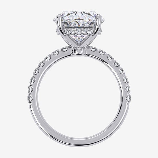 (F-G /Vs2-Si1) Womens 10 1/2 Ct. T.W. Lab Grown White Diamond 14K Gold Oval Side Stone Engagement Ring