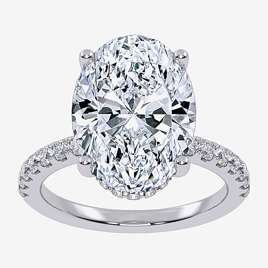 (F-G /Vs2-Si1) Womens 10 1/2 Ct. T.W. Lab Grown White Diamond 14K Gold Oval Side Stone Engagement Ring