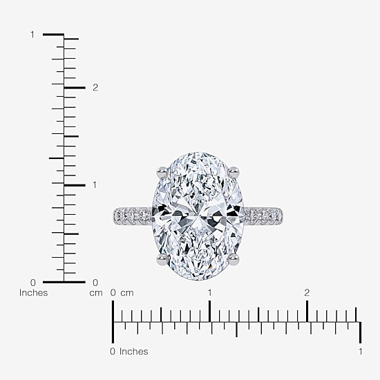 (F-G /Vs2-Si1) Womens 10 1/2 Ct. T.W. Lab Grown White Diamond 14K Gold Oval Side Stone Engagement Ring