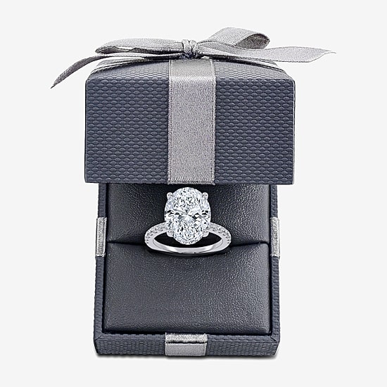 (F-G /Vs2-Si1) Womens 10 1/2 Ct. T.W. Lab Grown White Diamond 14K Gold Oval Side Stone Engagement Ring