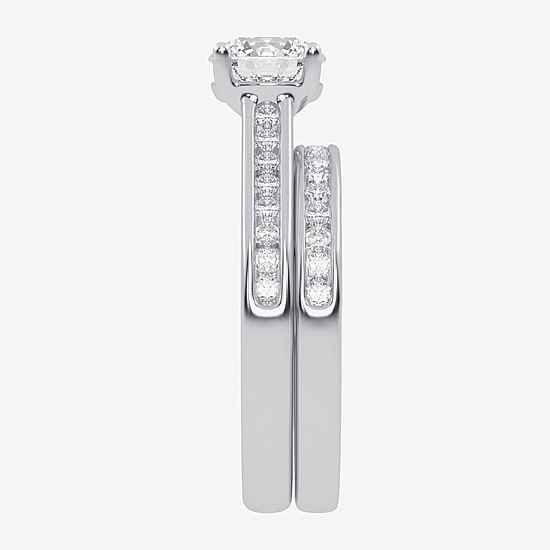 (F-G /Vs2-Si1) Womens 2 1/2 CT. T.W. Lab Grown White Diamond 10K Gold Round Side Stone Bridal Set