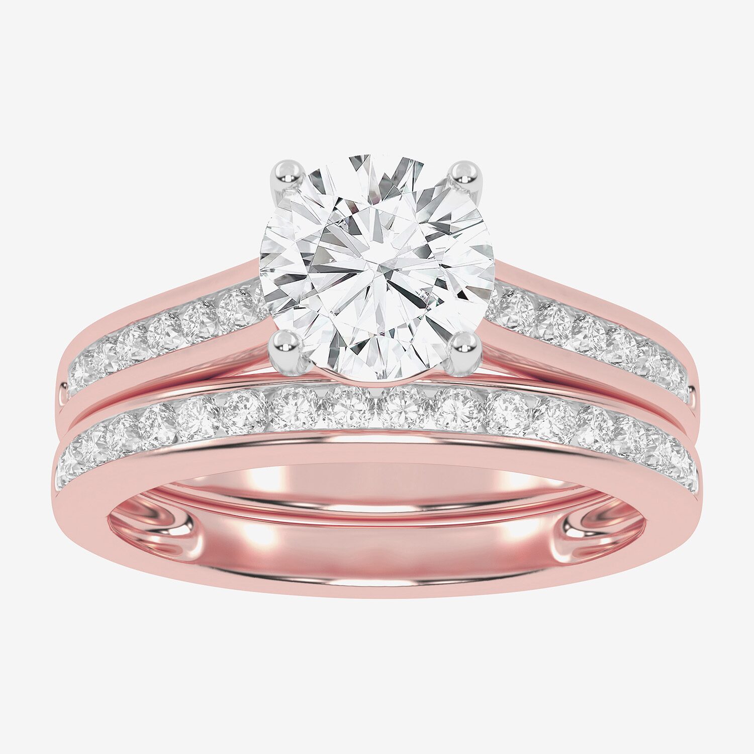 F-G /Vs2-Si1) Womens 2 1/2 CT. T.W. Lab Grown White Diamond 10K Gold Round Side Stone Bridal Set