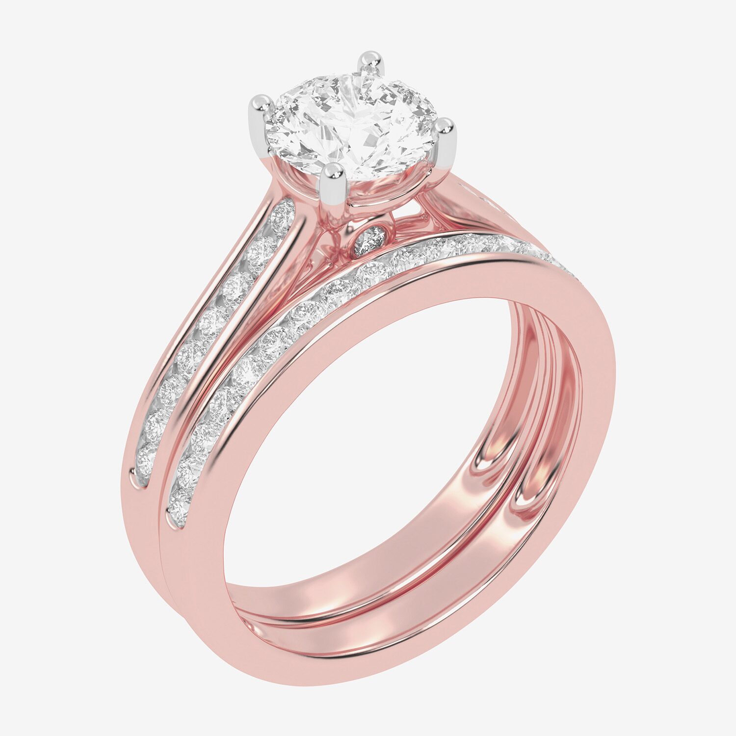 F-G /Vs2-Si1) Womens 2 1/2 CT. T.W. Lab Grown White Diamond 10K Gold Round Side Stone Bridal Set