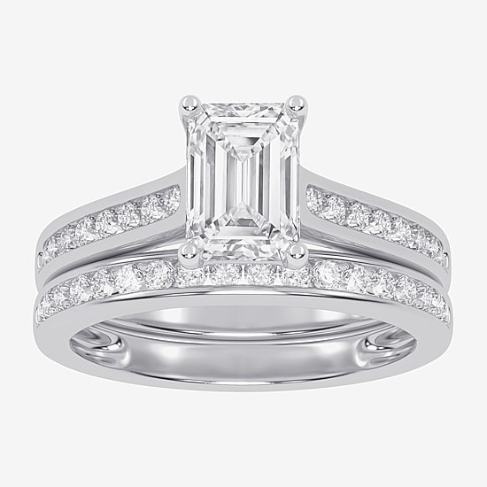 (F-G /Vs2-Si1) Womens 2 1/2 CT. T.W. Lab Grown White Diamond 10K Gold Side Stone Bridal Set