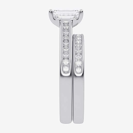 (F-G /Vs2-Si1) Womens 2 1/2 CT. T.W. Lab Grown White Diamond 10K Gold Side Stone Bridal Set
