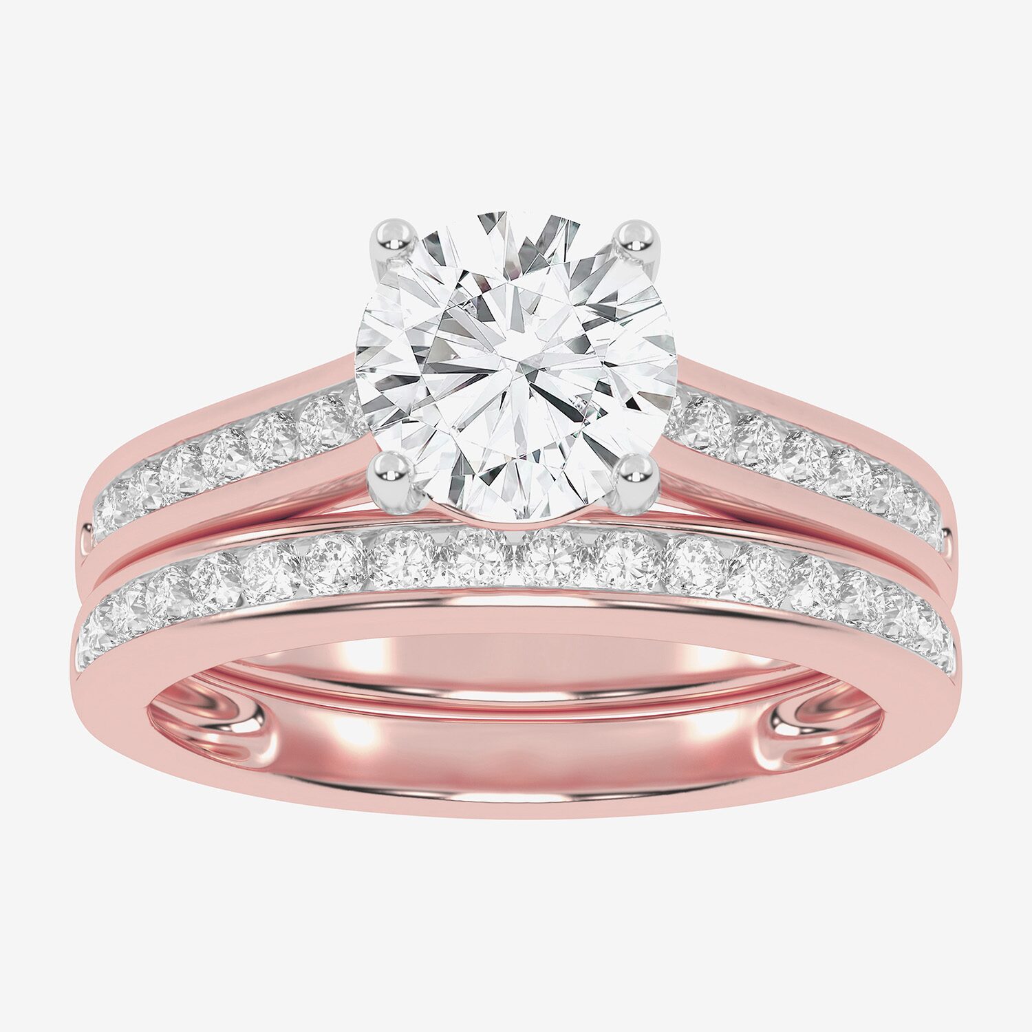 (F-G /Vs2-Si1) Womens 3 1/2 CT. T.W Lab Grown White Diamond 10K Gold Round Side Stone Bridal Set