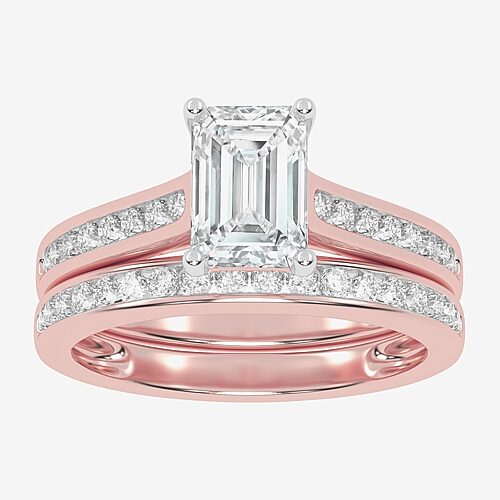 Modern Bride (f-g / Vs2-si1) Womens 3 1/2 Ct. T.w Lab Grown White Diamond 10k Gold Side Stone Bridal Set In Pink