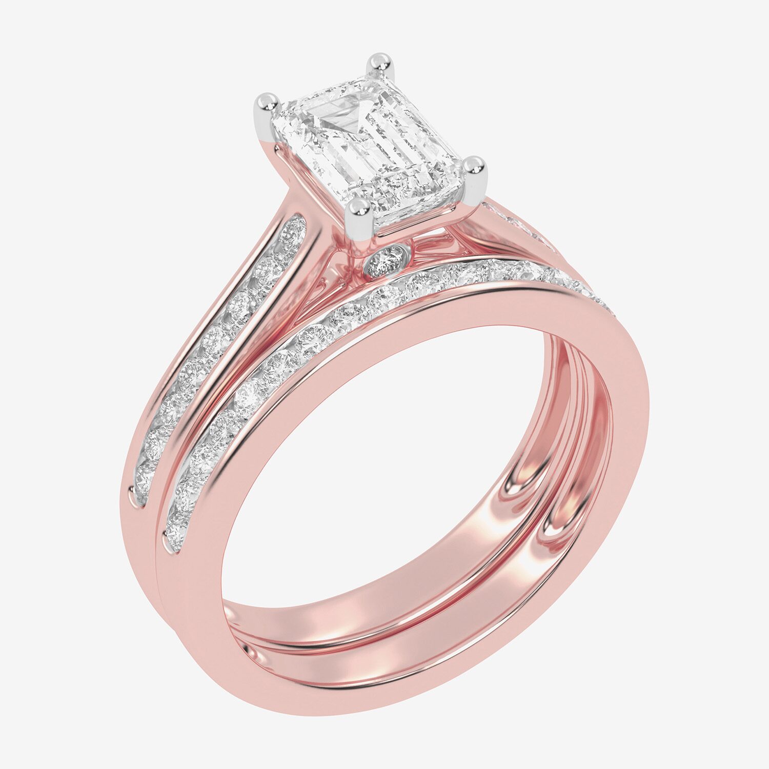 (F-G / Vs2-Si1) Womens 3 1/2 CT. T.W Lab Grown White Diamond 10K Gold Side Stone Bridal Set