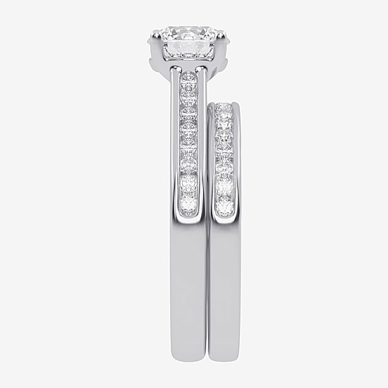 (F-G /Vs2-Si1) Womens 5 1/2 CT. T.W. Lab Grown White Diamond 10K Gold Round Side Stone Bridal Set