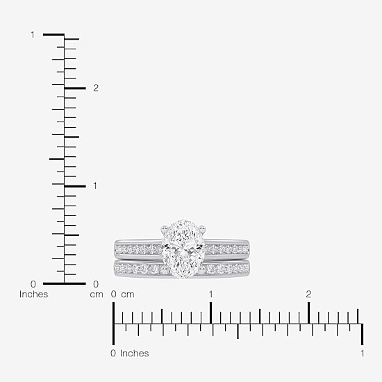 (F-G /Vs2-Si1) Womens 5 1/2 CT. T.W. Lab Grown White Diamond 10K Gold Oval Side Stone Bridal Set