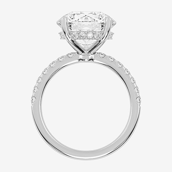 (F-G /Vs2-Si1) Womens 10 1/2 Ct. T.W. Lab Grown White Diamond 14K Gold Round Side Stone Engagement Ring