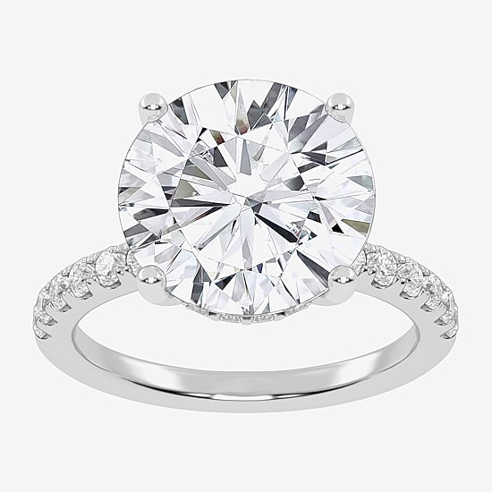 (F-G /Vs2-Si1) Womens 10 1/2 Ct. T.W. Lab Grown White Diamond 14K Gold Round Side Stone Engagement Ring