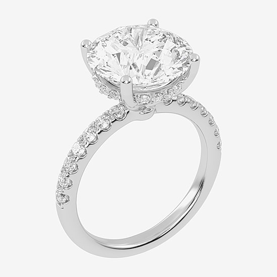 (F-G /Vs2-Si1) Womens 10 1/2 Ct. T.W. Lab Grown White Diamond 14K Gold Round Side Stone Engagement Ring