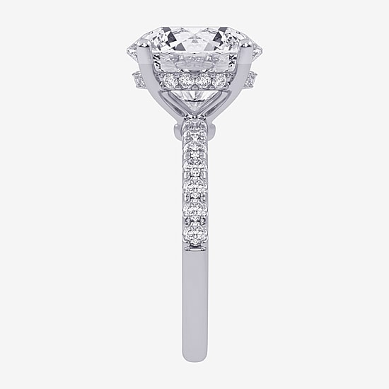 (F-G /Vs2-Si1) Womens 10 1/2 Ct. T.W. Lab Grown White Diamond 14K Gold Round Side Stone Engagement Ring