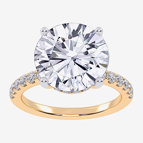 Modern Bride (f-g /vs2-si1) Womens 10 1/2 Ct. T.w. Lab Grown White Diamond 14k Gold Round Side Stone Engagement R In Yellow