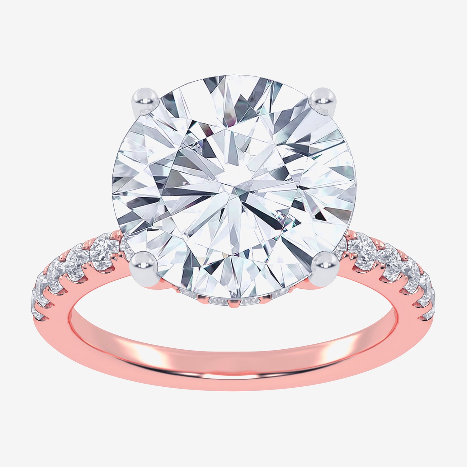 (F-G /Vs2-Si1) Womens 10 1/2 Ct. T.W. Lab Grown White Diamond 14K Gold Round Side Stone Engagement Ring
