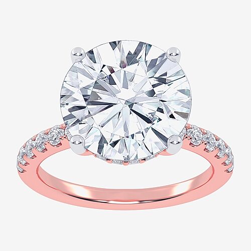 Modern Bride (f-g /vs2-si1) Womens 10 1/2 Ct. T.w. Lab Grown White Diamond 14k Gold Round Side Stone Engagement R In Pink