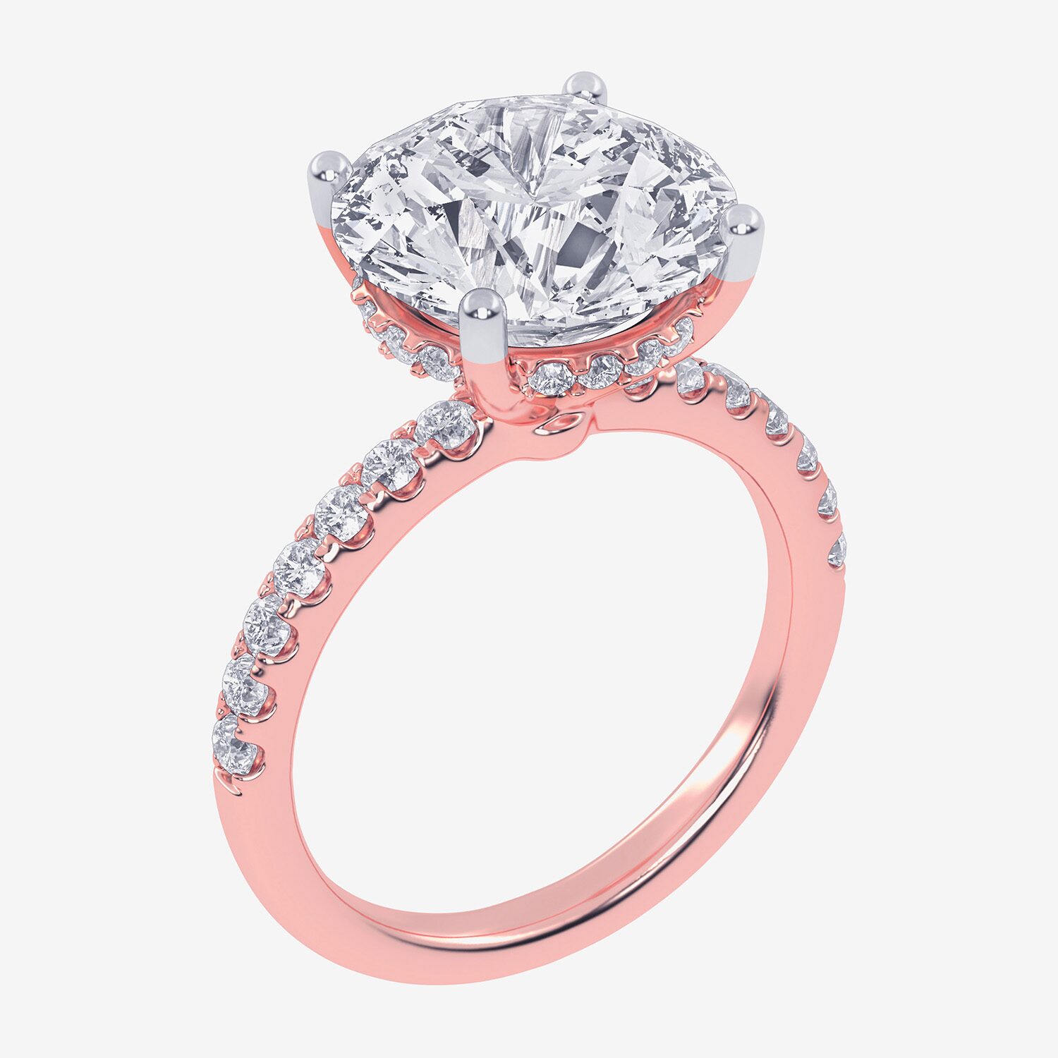 (F-G /Vs2-Si1) Womens 10 1/2 Ct. T.W. Lab Grown White Diamond 14K Gold Round Side Stone Engagement Ring