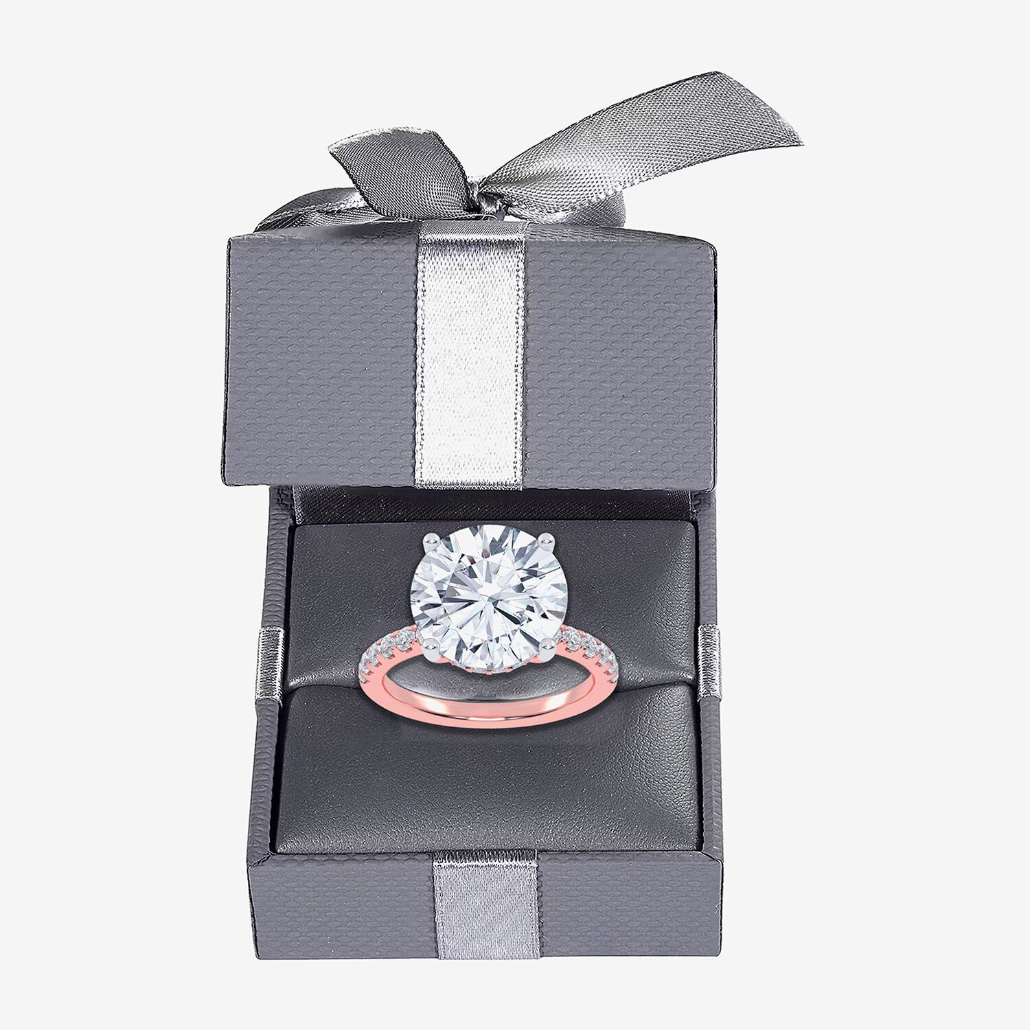 (F-G /Vs2-Si1) Womens 10 1/2 Ct. T.W. Lab Grown White Diamond 14K Gold Round Side Stone Engagement Ring