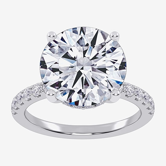 (F-G /Vs2-Si1) Womens 8 1/2 Ct. T.W. Lab Grown White Diamond 14K Gold Round Side Stone Engagement Ring