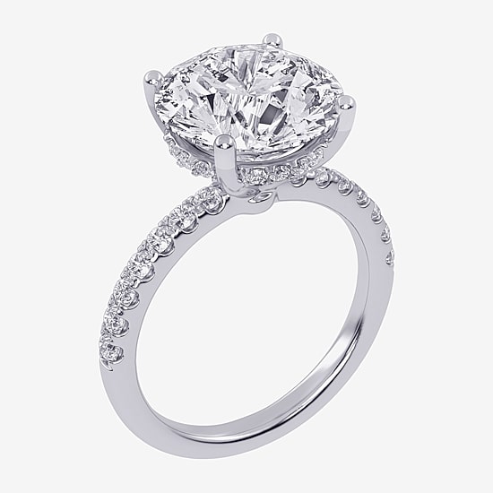 (F-G /Vs2-Si1) Womens 8 1/2 Ct. T.W. Lab Grown White Diamond 14K Gold Round Side Stone Engagement Ring
