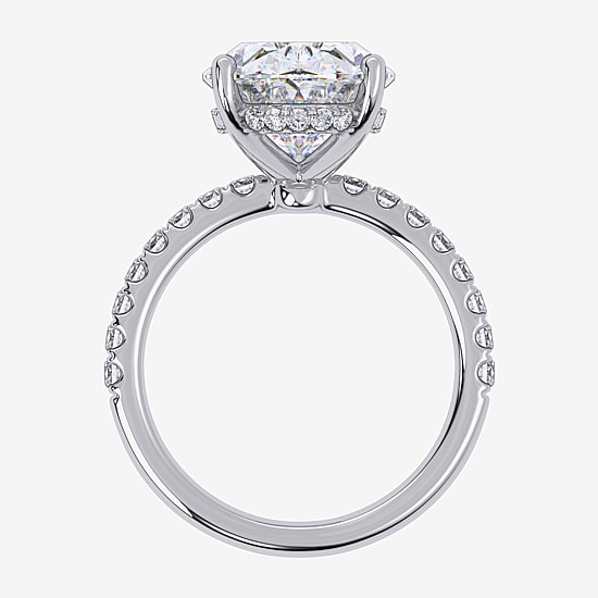 (F-G /Vs2-Si1) Womens 8 1/2 Ct. T.W. Lab Grown White Diamond 14K Gold Oval Side Stone Engagement Ring