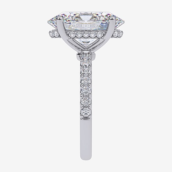 (F-G /Vs2-Si1) Womens 8 1/2 Ct. T.W. Lab Grown White Diamond 14K Gold Oval Side Stone Engagement Ring