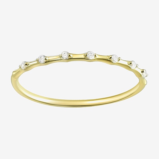 Gold Addiction Womens White Cubic Zirconia 10K Gold Stackable Ring