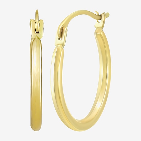Womens 10K Gold 15mm Round Hoop Earrings