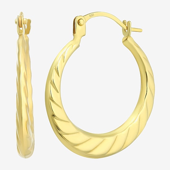 Womens 10K Gold 18mm Round Hoop Earrings