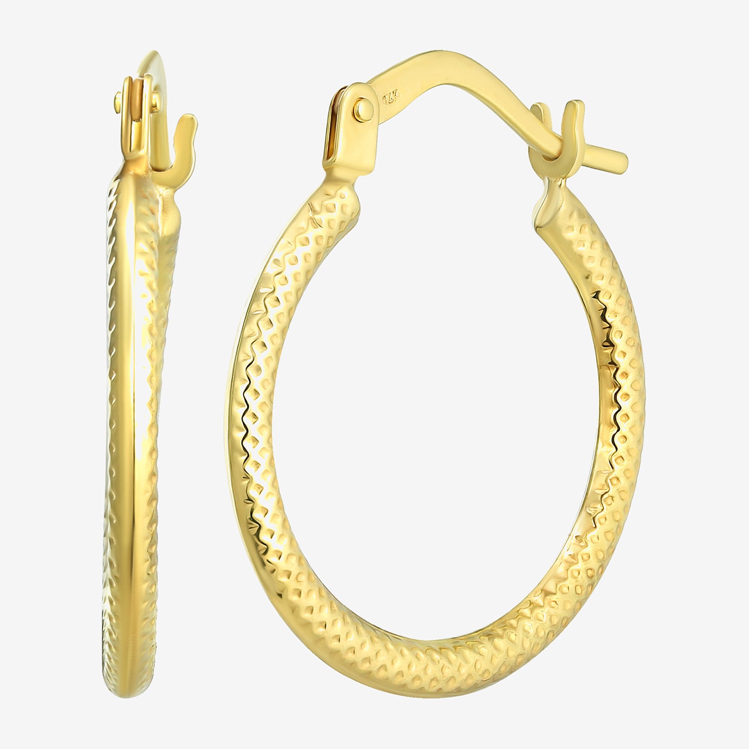 Womens 14K Gold 17.5mm Round Hoop Earrings