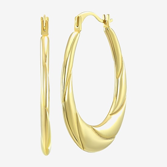 Womens 14K Gold 19mm Oval Hoop Earrings
