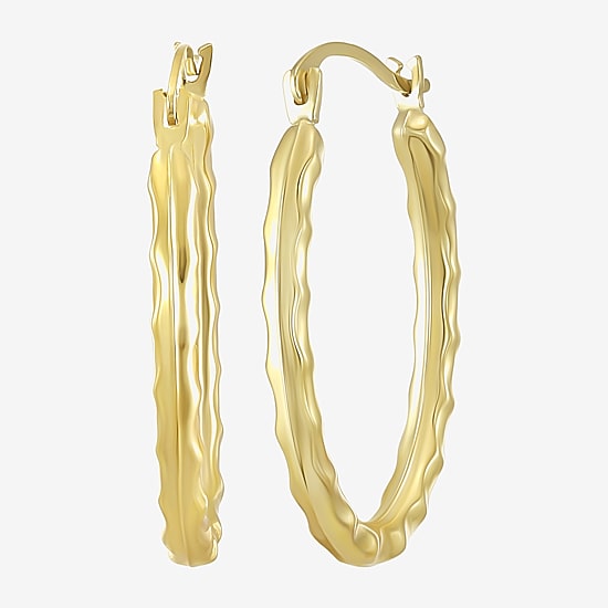 Womens 14K Gold 18mm Oval Hoop Earrings