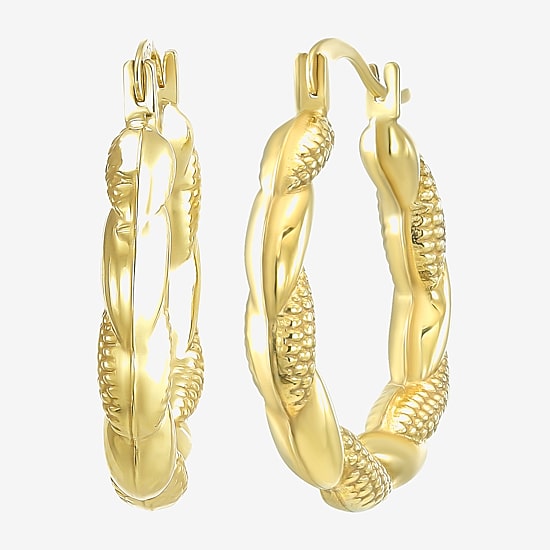 Womens 14K Gold 18mm Round Hoop Earrings