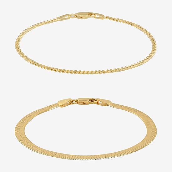 Silver Addiction Womens 2-pc. 14K Gold Over Silver Bracelet Set