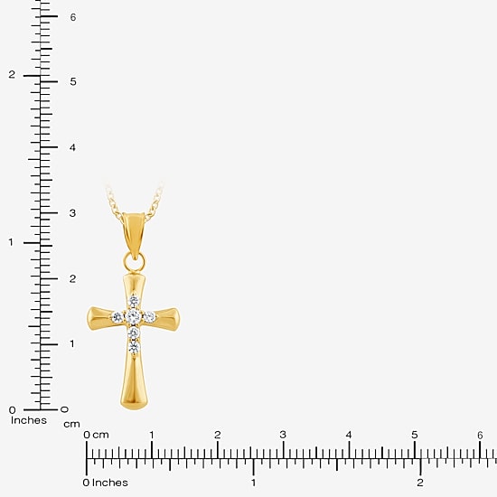 Cross (F/Vs2) Womens 1/4 CT. T.W. Lab Grown White Diamond 14K Gold Over Silver Cross 18 Inch Pendant Necklace