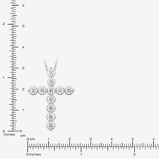 Cross (F/Si2) Womens 2 CT. T.W. Lab Grown White Diamond Sterling Silver Cross 18 Inch Pendant Necklace