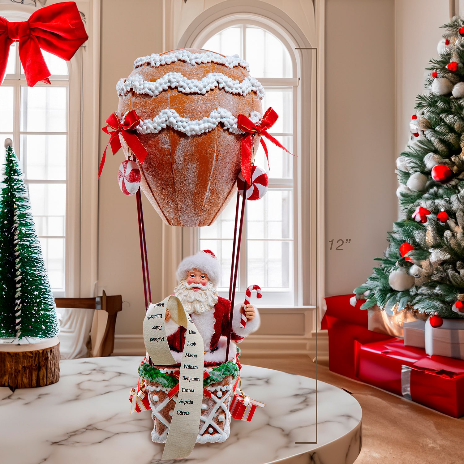 Kurt Adler 12" Gingerbread Hot Air Balloon Christmas Santa Figurine