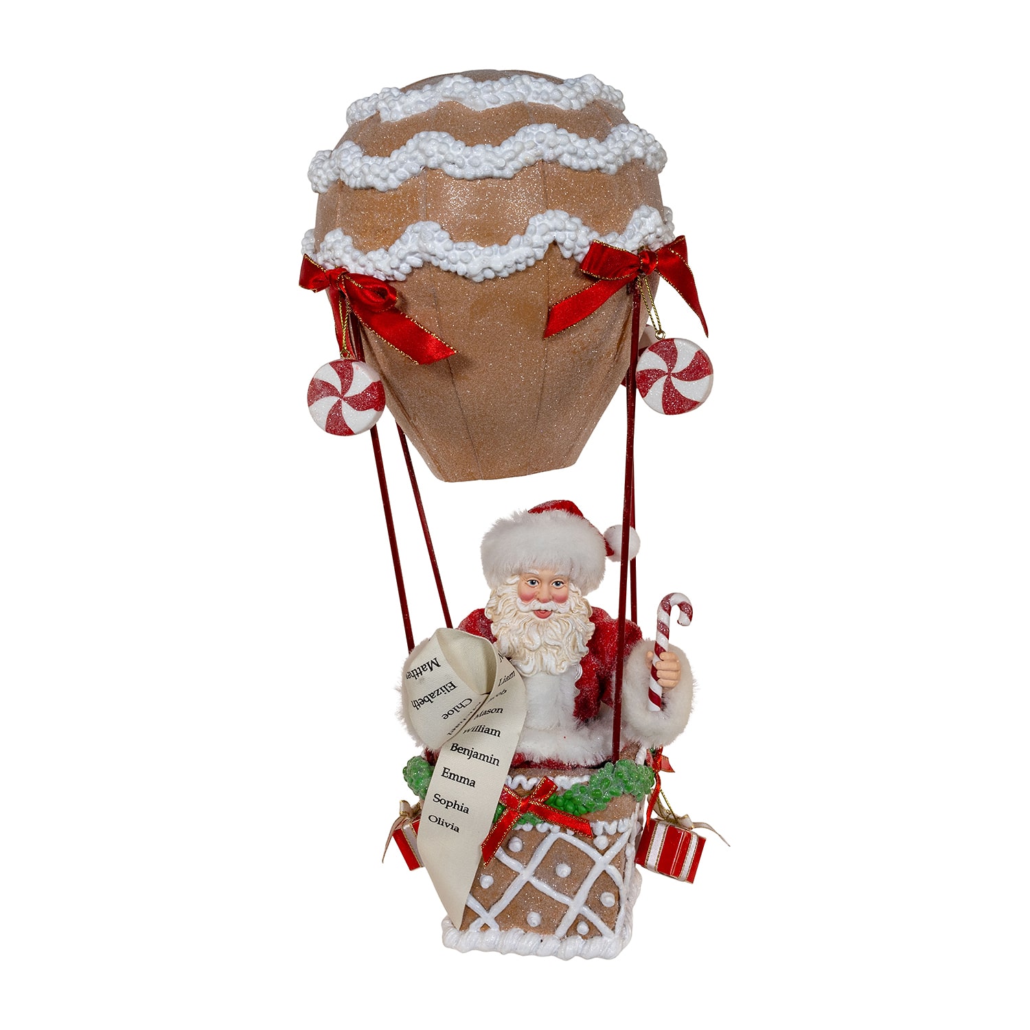 Kurt Adler 12" Gingerbread Hot Air Balloon Christmas Santa Figurine