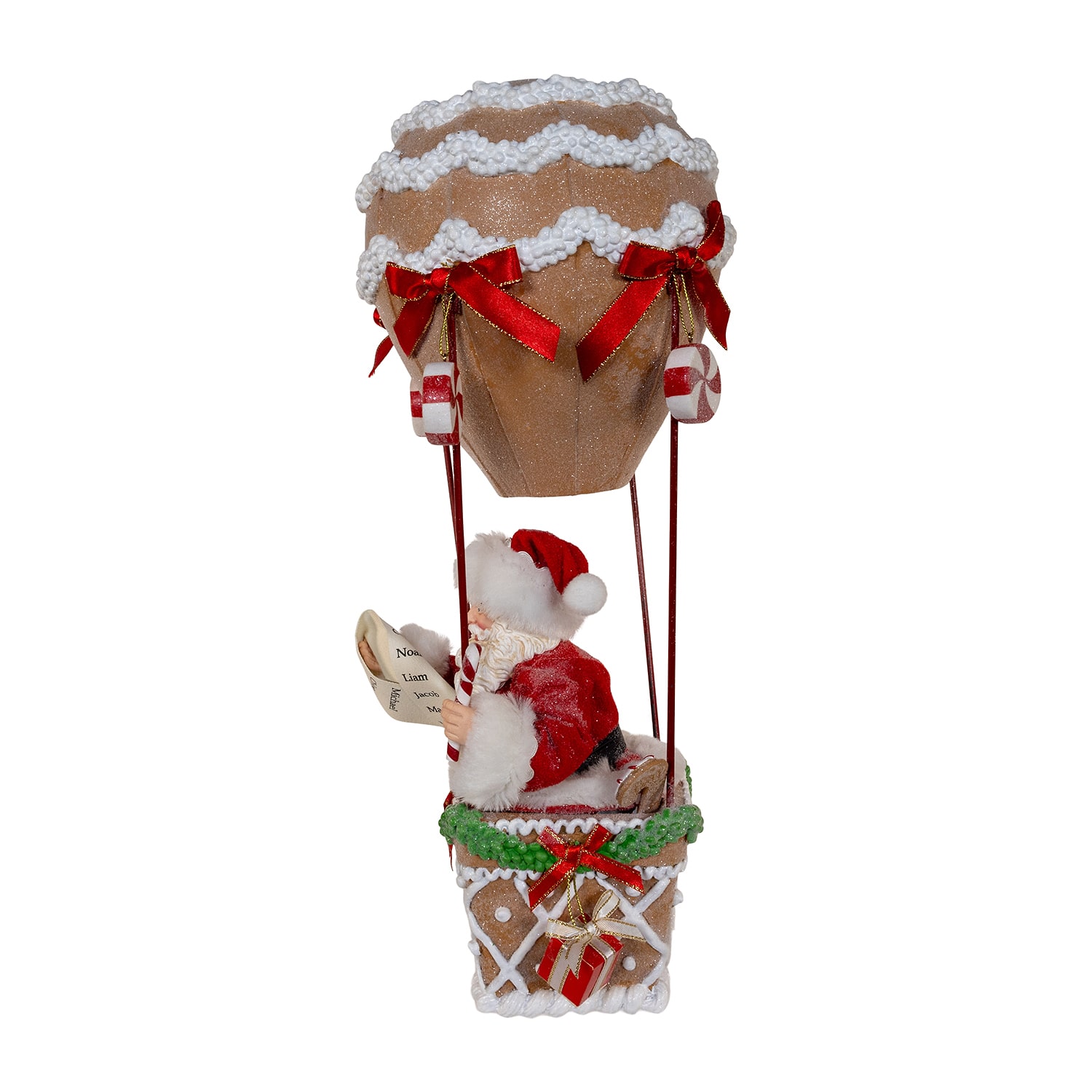 Kurt Adler 12" Gingerbread Hot Air Balloon Christmas Santa Figurine
