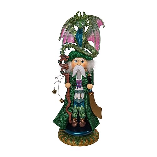Kurt Adler 18" Hollywood Wizard With Dragon Nutcracker, One Size, Green