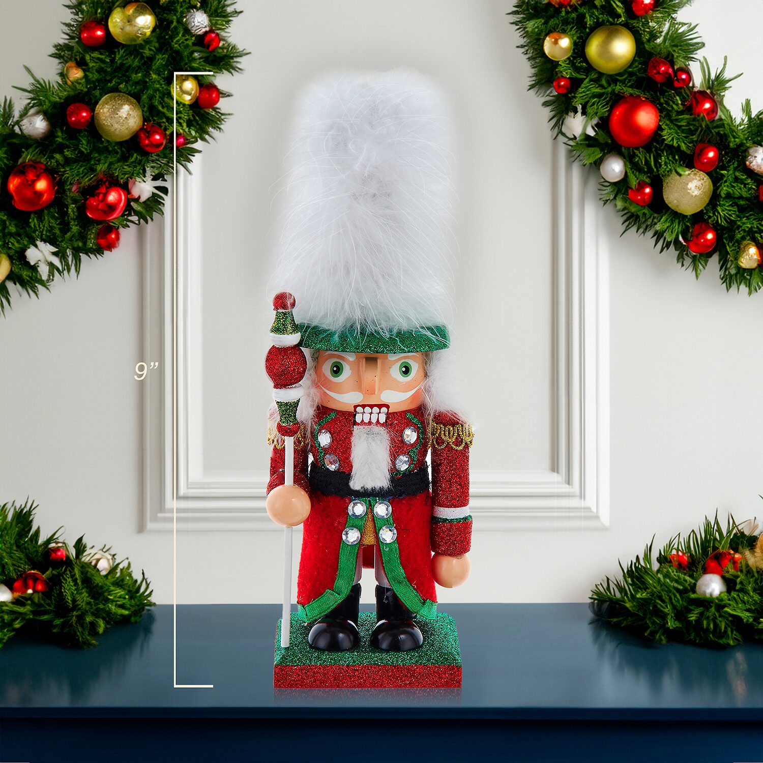 Kurt Adler 9" Hollywood Red Green And White Soldier Nutcracker
