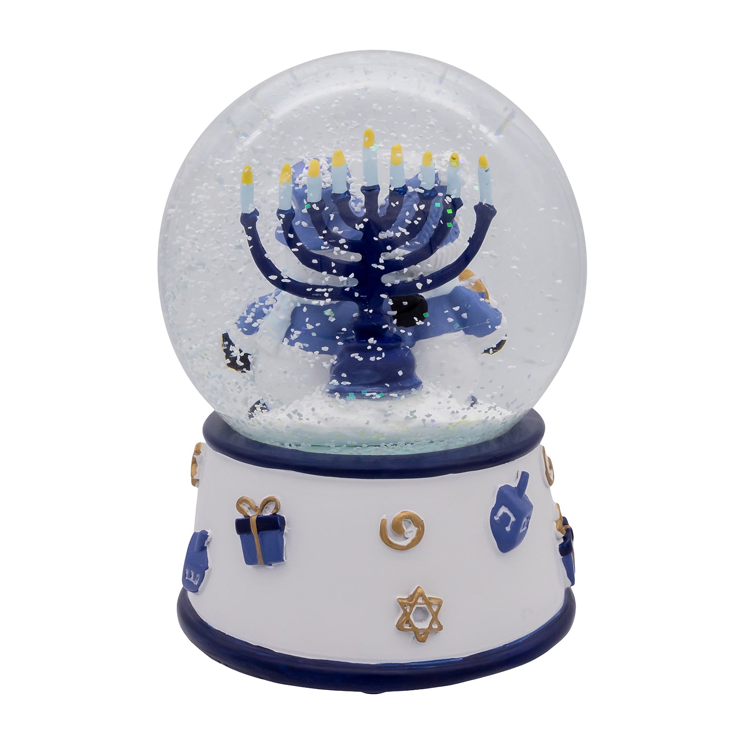 Kurt Adler 100mm Musical Wind-Up Hanukkah Snowman Snow Globe