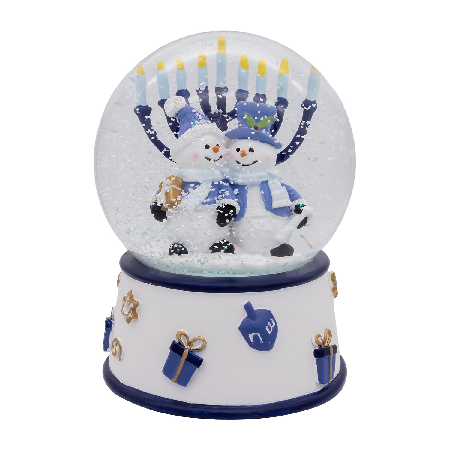 Kurt Adler 100mm Musical Wind-Up Hanukkah Snowman Snow Globe