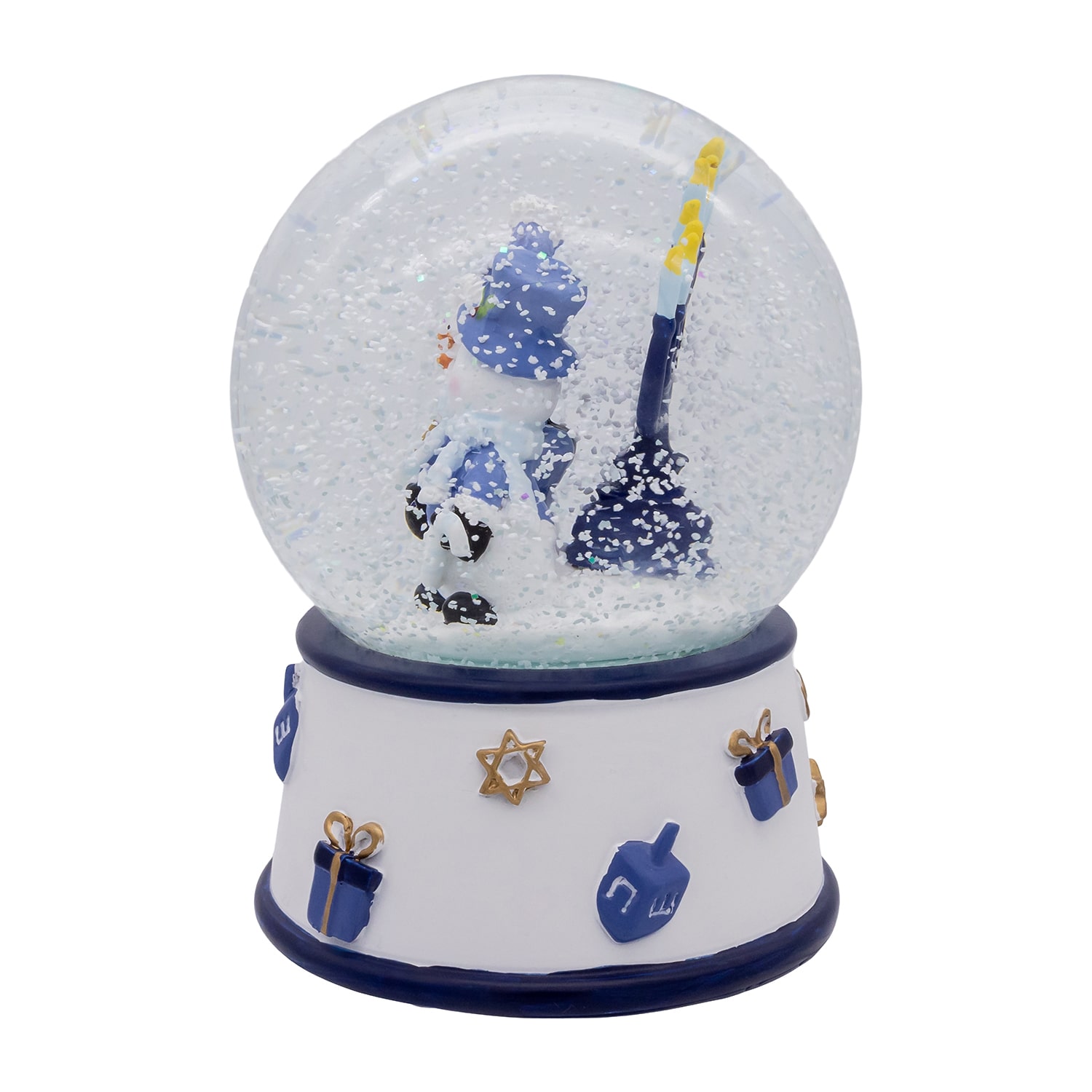 Kurt Adler 100mm Musical Wind-Up Hanukkah Snowman Snow Globe