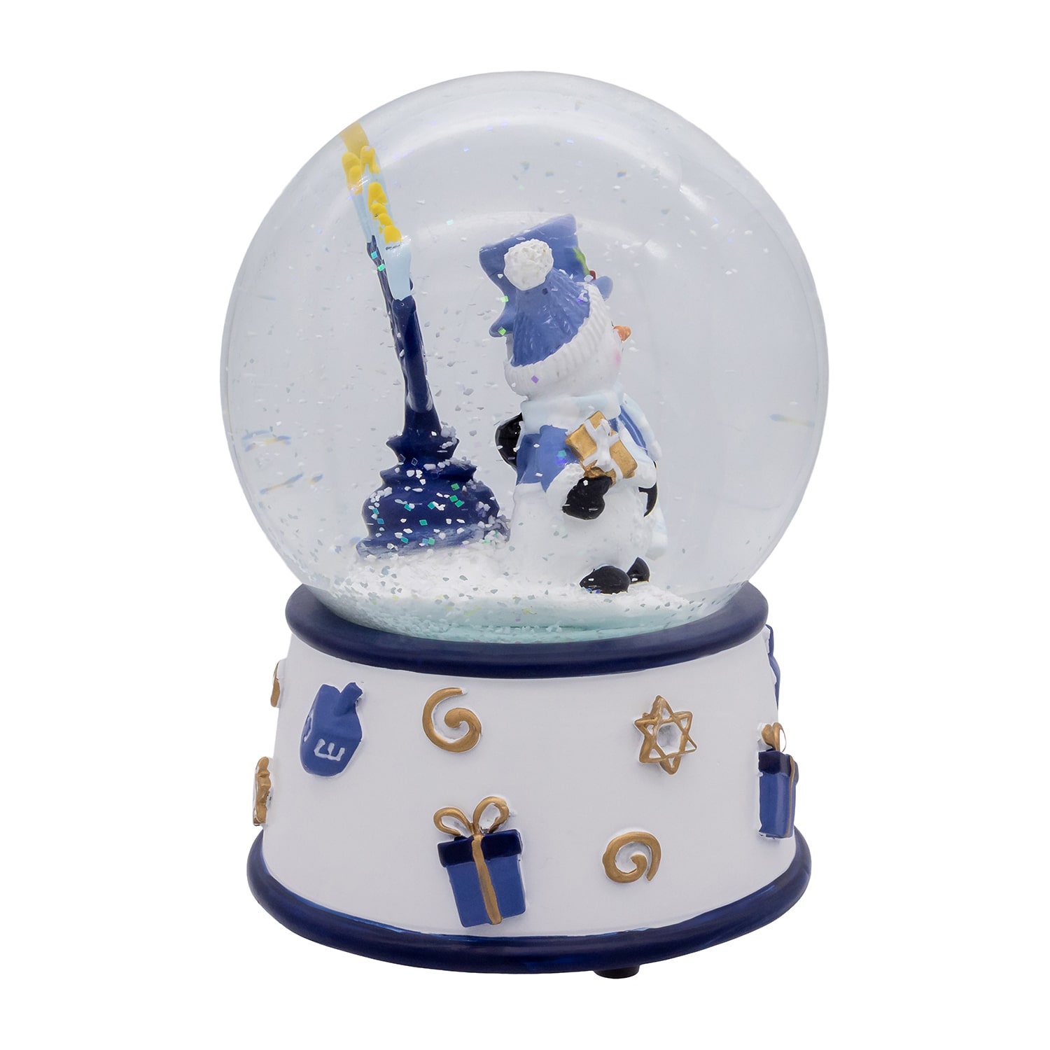 Kurt Adler 100mm Musical Wind-Up Hanukkah Snowman Snow Globe